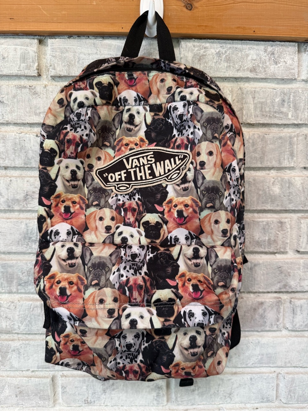 Vans Dog Faces Print Backpack in Black, White, Tan